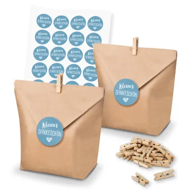 Produktbild von itenga SET Geschenktüten kleines Dankeschön (Motiv 118) 24 x Tüten + Klammern