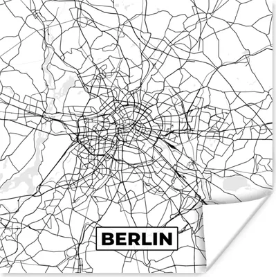 Produktbild von MuchoWow® Poster Berlin - Karte - Stadtplan 50x50 cm - Wohnzimmerdekoration