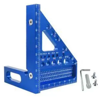 Immagine prodotto di INF Squadra da Falegnameria Angolo Retto - Scala di Precisione 90° in Lega di Alluminio per Marcatura e Posizionamento Precisi Blu