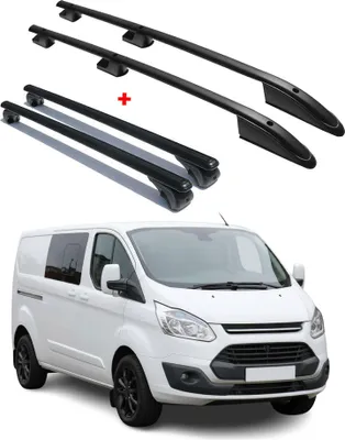 Image de Kit Barres de toit pour Ford Transit Tourneo Custom 2012-24 L2 Long L3 Alu Noir