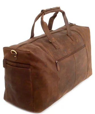 Produktbild von LEABAGS Reisetasche Leder Damen Herren I Echtleder Reisetasche I 55 L Sporttasche I Duffle Travel Gym Bag I Sporttasche I Trainingstasche I Tasche Flugzeug I groß I Nature Dunkelbraun