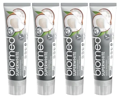 Produktbild von BIOMED Zahnpasta - Fluoridfrei - 4er Pack - Superwhite - Aufhellend - 4x100g