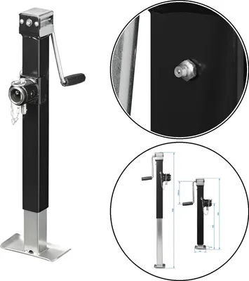 Produktbild von 1x Anhängerstütze 2500 kg - Kurbelstütze 62-100cm Anhänger Stützen Ausdrehbar und klappbar Ausdrehstütze für Wohnmobil