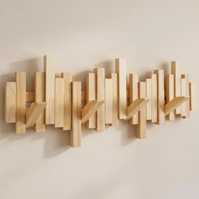 Immagine prodotto di Omgoods - Appendiabiti in legno con 8 ganci - Pieghevole e magnetico