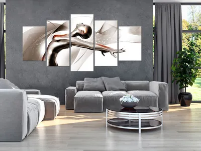 Image de Tableau acoustique Abstrakt Gestalt 200 x 100 cm Tableaux Mousse acoustique Absorbeur acoustique haute performance Isolation acoustique Toile 5 pièces Tableau mural Acoustique intérieure Isolation acoustique h-A-0030-b-n