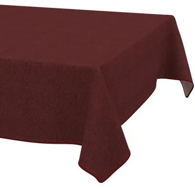 Produktbild von Tischdecke abwaschbar 240x140 cm Bordeaux Leinenoptik ANRO Saum