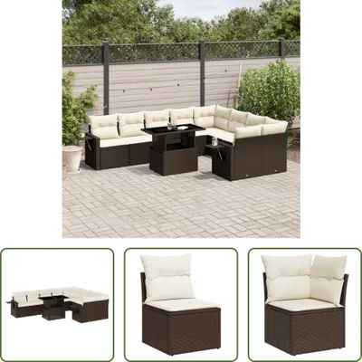 Produktbild von The Living Store 10-tlg. Garten-Sofagarnitur mit Kissen Braun Poly Rattan