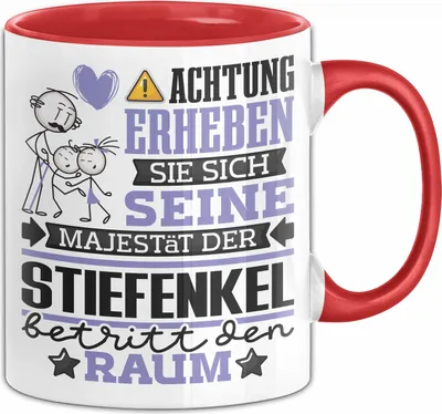 Produktbild von Stiefenkel Geschenk Tasse Lustiger Spruch Erheben Sie Sich Der Stiefenkel Betritt den Raum (Rot)