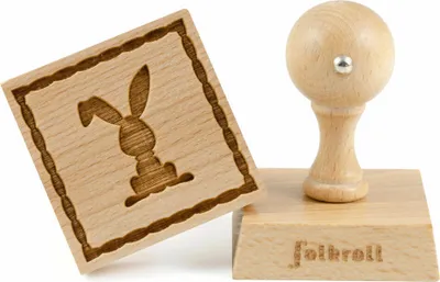 Imagen del producto de Folkroll, sello para galletas, diseño "Knickohr", 55x55 mm, sello para galletas, sello para hornear, galletas, sello, motivo, madera de haya, 336779