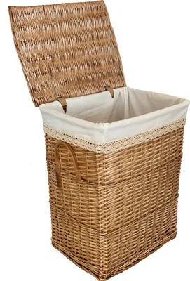 Produktbild von Wäschekorb Wäschetonnen Wäschetruhe Weide beige rechteckig 90L Bezug Deckel