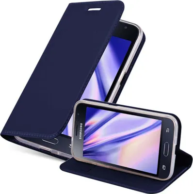 Produktbild von Cadorabo Handyhülle für Samsung Galaxy J1 2015 Schutz Hülle in Blau Cover Etui Book Case Booklet