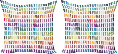 Obrázek produktu pro ABAKUHAUS Sada povlaků na abstraktní polštáře (2 ks), stylizované barevné moderní umění kreslené štětcem a tužkou, 45 x 45 cm, vícebarevné