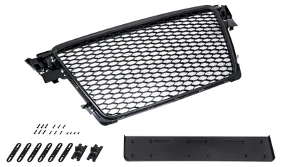Kühlergrill Sportgrill Waben Glanz Schwarz Halter für Audi A4 B8 8K 07-12 – Produktansicht