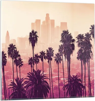 Produktbild von Bilder auf glas - Einteilig - Elche Angeles Palmen - 70x70cm - Glasbilder - Wandbilder - Bilder - zum Aufhängen bereit - Wanddekoration aus Glas - Glas Bilder - Wandbild auf Glas - GAC70x70-4285