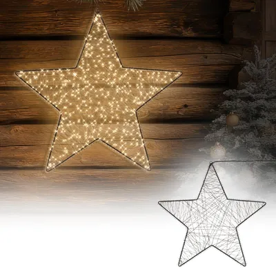 Immagine prodotto di ECD Germany, stella di Natale LED, 56 cm, decorazione natalizia con illuminazione, stella luminosa, illuminazione natalizia per esterni, con catena di luci, timer, 500 LED, luce bianco caldo