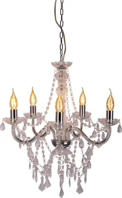 Produktbild von Näve Leuchten Pendelleuchte CECILIA mit E14 Pendelleuchte CECILIA mit E14 Pendelleuchten - 5er Krone "CECILIA" Ø: 52 cm weiß, Hängelampe im Romantic Style, aus Metall und Kunststoff in weiß, 85 cm hoch, Ø 52 cm, E14-Fassung