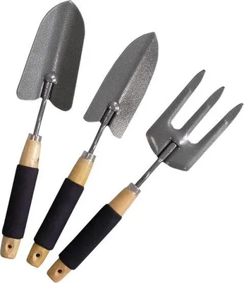 Produktbild von 3 tlg. Gartengeräteset Schaufel Kleingeräte Gartenwerkzeuge Holzgriff + Polster