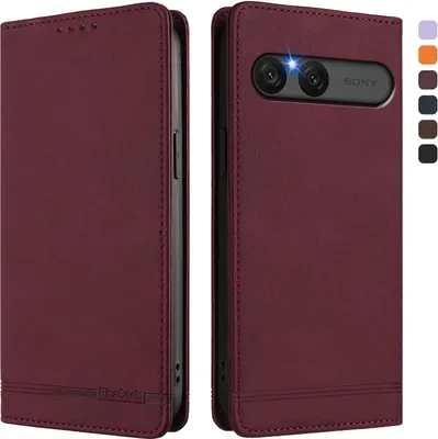Produktbild von Hülle für Sony Xperia 10 VII, Retro Kunstleder Ständer Klapphülle mit Kartenfächer und Magnetische Rot