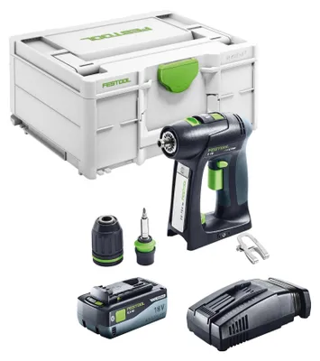 Produktbild von Festool C 18 Basic Akku Bohrschrauber 18 V 45 Nm Brushless + 1x Akku 8,0 Ah + Schnellladegerät + Systainer