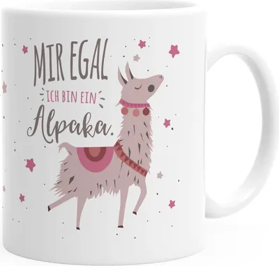 Produktbild von Kaffee-Tasse mit Spruch Mir egal ich bin ein Alpaka Bürotasse Kaffeebecher MoonWorks® weiß Keramik-Tasse