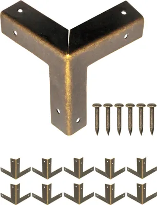 Produktbild von 'FUXXER® - 10x Antike Möbel-Ecken, Metall Schutz-Ecken, Kanten-Schutz Beschläge, 32mm x 32 mm, bronze'