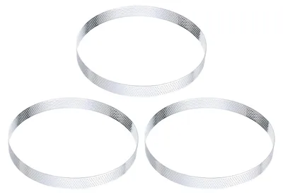 3 Edelstahl-Dessertringe, 20 cm, perforiert, zum Backen