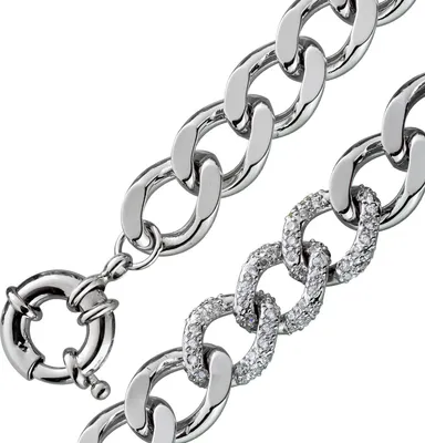 Produktbild von Panzerarmband Silber 925 rhodiniert weiße Zirkonia 21