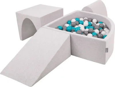 Produktbild von KiddyMoon Spielplatz Aus Schaumstoff Mit 300 Bälle 7cm Hindernisläufen Version 2 Viertel Eckig Bällebad Mit Bunten Bällen Für Babys Und Kinder