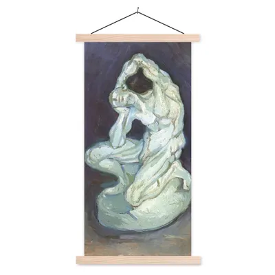 Produktbild von MuchoWow® Textilposter Gipsskulptur eines knienden Mannes - Vincent van Gogh 60x120 cm mit holzfarbenen Rahmen - Holz