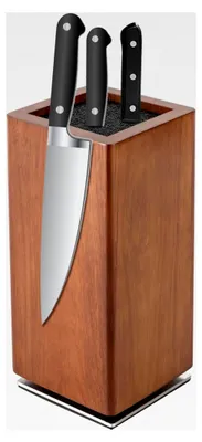 Produktbild von Magnetischer Messerblock 360° drehbar, Messerhalter ohne Messer, Holz Messerständer für Küchenmesser