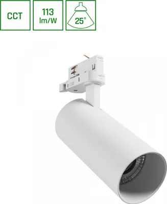 Produktbild von Spectrum LED 3-Phasen Stromschienenstrahler ANDROMEDA PRIME 24W 2700lm weiß 25° IP20 2700-6000K CCT