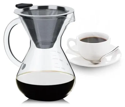 Pour-Over-Kaffeekanne 400 ml mit Permanentfilter, Glas
