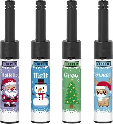 Produktbild von Clipper Mini Stabfeuerzeuge Winter Pixel, 4 Stück