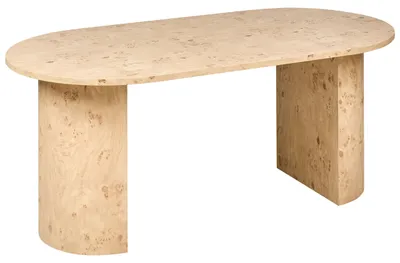 Produktbild von BELIANI Esstisch Braun Wurzelholzoptik MDF 180 x 90 cm Oval Modernes Design Breite Säulenbeine Minimalistischer Stil Esszimmertisch