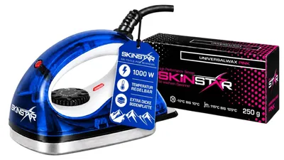 Obrázok produktu pre Súprava SkinStar Skiwachs pre začínajúcich, bez PFAS, žehlička na vosk, univerzálny vosk 250g, modrá