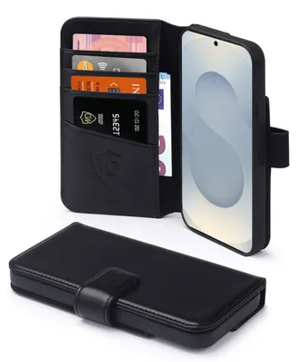 Productafbeelding van MobyDefend Hoesje - Geschikt voor Samsung Galaxy S25  - Luxe Leren  Wallet Bookcase - Zwart