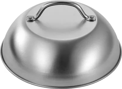 Produktbild von LANDMANN Burgerglocke Edelstahl Ø 15cm H 7cm | 6 Stück Schmelzglocken | Praktisches Grillzubehör zum Käse schmelzen und Warmhalten