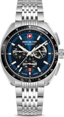 Produktbild von SWISS MILITARY HANOWA Herrenuhr Quarzuhr silber / blau onesize Herren 41 SMWGI0003302, SMWGI0003303
