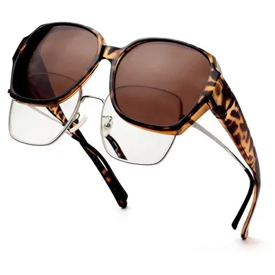 Produktbild von Gepolarisierte Überzieh-Sonnenbrille für Brillenträger Uni UV400 Schutz, Leicht & Komfortabel, inkl. Etui & Reinigungstuch, Quadratisch Stil