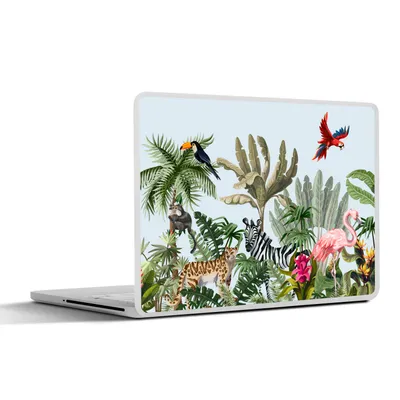 Produktbild von MuchoWow® Laptop Aufkleber Sticker Cover Dschungel - Flamingo - Affe - Jungen - Mädchen - Kinder 40x30 cm - Laptop Dekoration - Selbstklebend