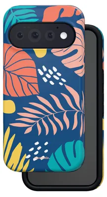 Productafbeelding van Casetastic hoesje geschikt voor Google Pixel 11 Pro - Dubbellaagse bescherming - Zwoele avond - Fashion Case - Donkerblauw Perzik Goud Koraal