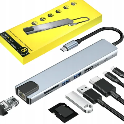 Produktbild von Renew Force 8W1 USB-C Hub Adapter mit HDMI 4K & Gigabit LAN