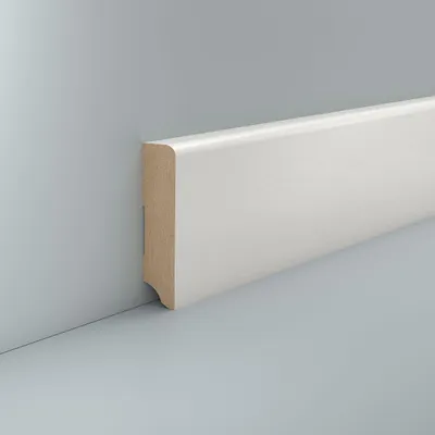 Produktbild von MDF Sockelleiste weiß 19 x 80 MDF foliert RAL 9010 Weiße Fußleiste Laminat