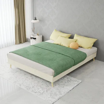 Produktbild von Polsterbettrahmen 140 x 200 cm Samt niedrig beige
