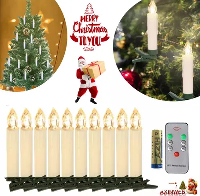 Productafbeelding van XINZI 50 LED-kaarsen - Vlamloze kerstkaarsen, warmwit, draadloos met afstandsbediening en batterijen, timerfunctie, kerstdecoratie, feest, bruiloft