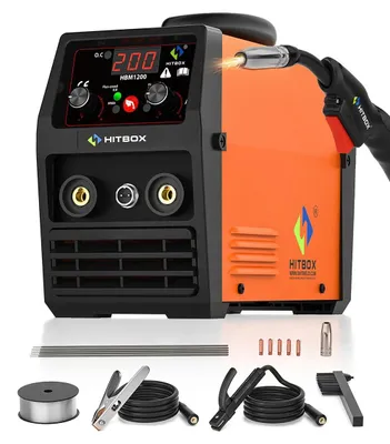 Produktbild von 3-in-1 Schweißgerät MIG/MMA/TIG - HBM1200 Invertermodell - 220V 200A - Gasloses MIG mit Fülldraht - Tragbares Schweißgerät