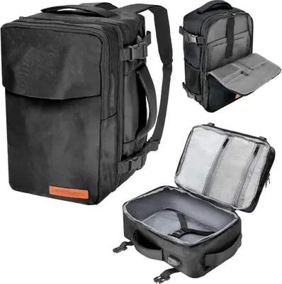 Immagine prodotto di Zaino da viaggio 40x20x25 per aerei, bagaglio a mano leggero - nero
