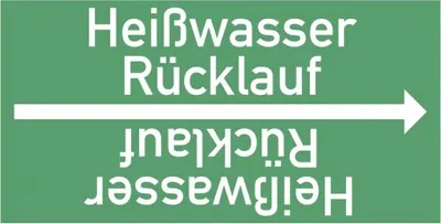 Produktbild von Dreifke® Rohrleitungsband Heißwasser Rücklauf, DIN 2403, ab Ø 15mm, grün/weiß...