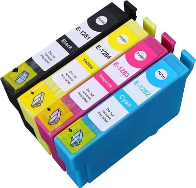 Image de 4 cartouches d'encre compatibles avec Epson T1281, T1282, T1283, T1284 pour SX125 SX130 SX230 SX235 SX420 SX425 W SX430 SX435 W SX438 SX440 SX440...