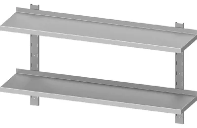 Zdjęcie produktu dla Półka ścienna dwupoziomowa ECO z konsolami i szynami montażowymi, wymiar 1200x300